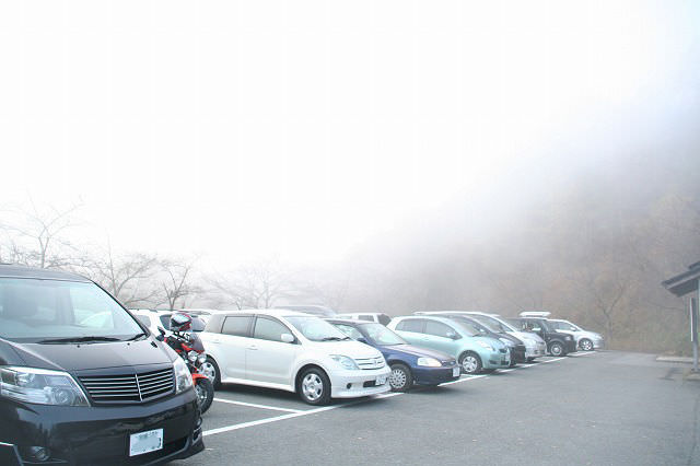 駐車場にはすでに霧が